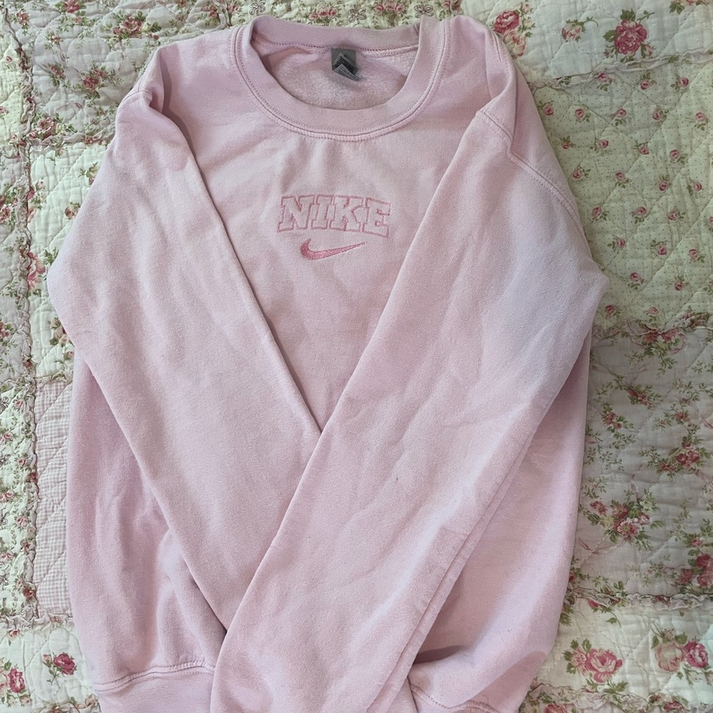 Custom Vintage Nike Pink Sweatshirt Embroidered